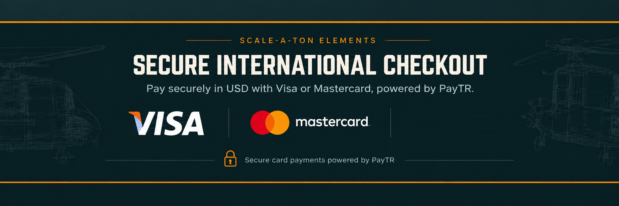 Scale-A-Ton Elements — Secure International Checkout. Pay securely in USD with Visa or Mastercard, powered by PayTR.