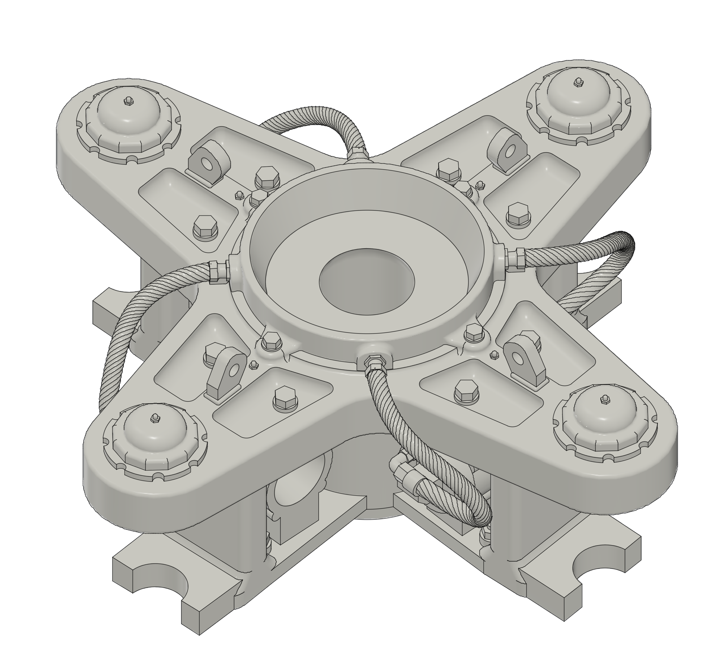 Multi-part main rotor hub CAD render