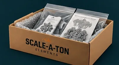 Carefully packed Scale-A-Ton model parts